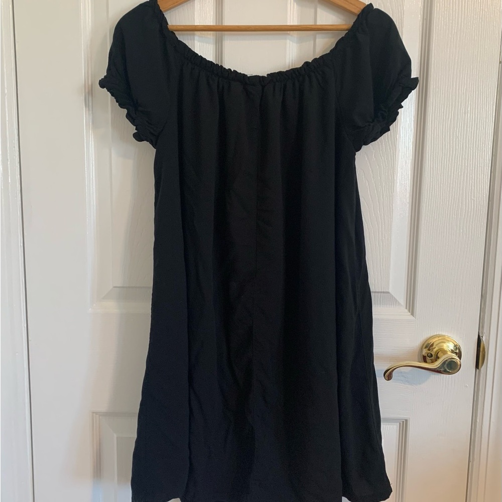 No Boundaries Black Off-Shoulder long Top or Short Dress